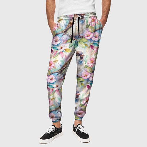 Мужские брюки Воробей в ярких цветах паттерн / 3D-принт – фото 3