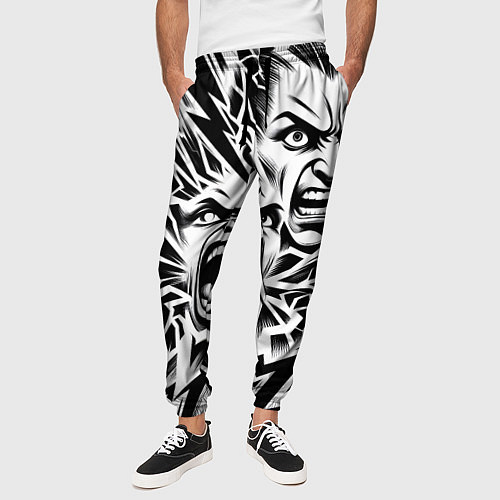 Мужские брюки Свирепые лица и молнии - нейроарт / 3D-принт – фото 3