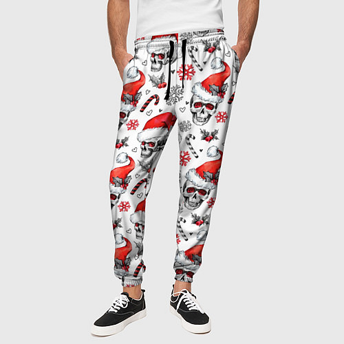Мужские брюки Новогодние черепа / 3D-принт – фото 3