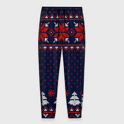 Брюки на резинке мужские Новогодний вязаный узор, цвет: 3D-принт