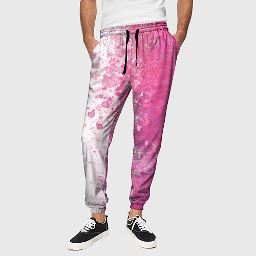 Мужские брюки Белый и розовый / 3D-принт – фото 3