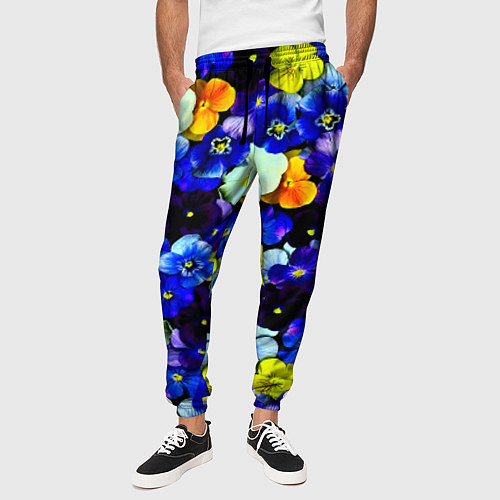 Мужские брюки Синие цветы / 3D-принт – фото 3