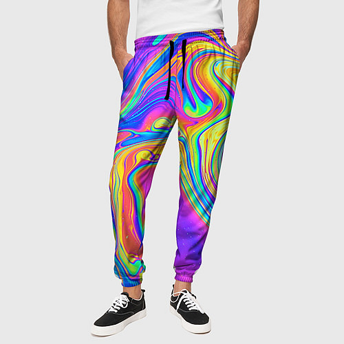 Мужские брюки Цветные разводы / 3D-принт – фото 3