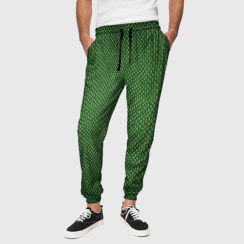 Мужские брюки Змеиная зеленая кожа / 3D-принт – фото 3