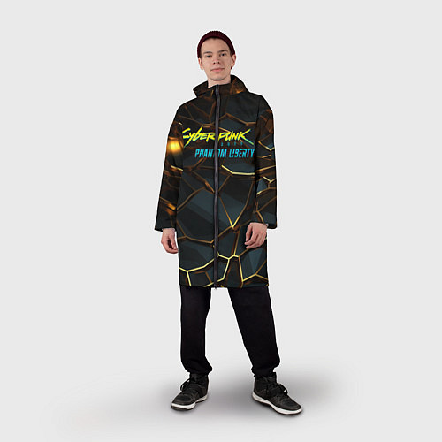 Мужской дождевик Cyberpunk 2077 phantom liberty gold abstract / 3D-принт – фото 3