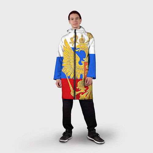 Мужской дождевик Герб России: триколор / 3D-принт – фото 3