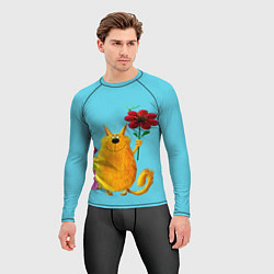 Рашгард мужской Кот с цветком, цвет: 3D-принт — фото 2