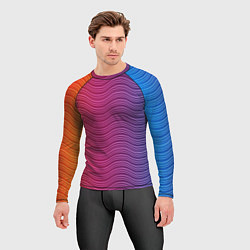 Рашгард мужской Цветные волны, цвет: 3D-принт — фото 2