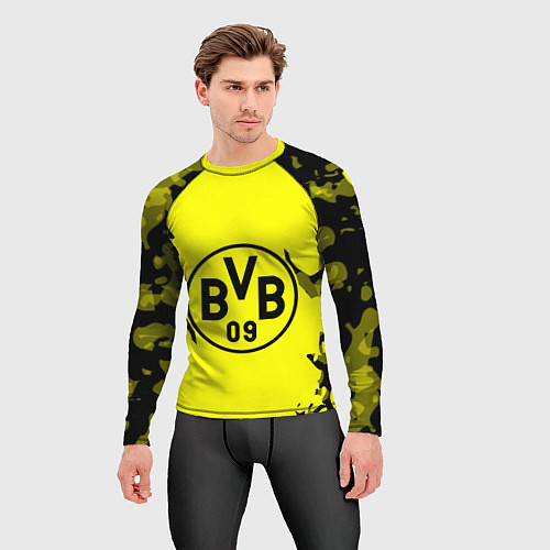 Мужской рашгард FC Borussia Dortmund: Yellow & Black / 3D-принт – фото 3