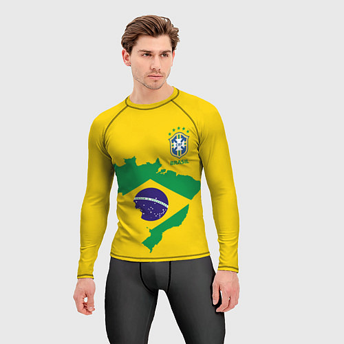 Мужской рашгард Сборная Бразилии: желтая / 3D-принт – фото 3