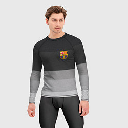 Рашгард мужской ФК Барселона: Серый стиль, цвет: 3D-принт — фото 2