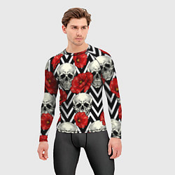 Рашгард мужской Черепа и розы, цвет: 3D-принт — фото 2