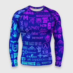 Мужской рашгард Неоновые геймерские лого