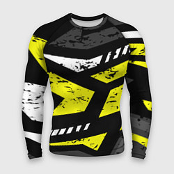 Мужской рашгард Black yellow abstract sport style