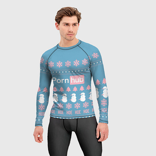 Мужской рашгард Pornhub - christmas sweater / 3D-принт – фото 3