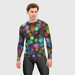 Рашгард мужской Разноцветные вирусы, цвет: 3D-принт — фото 2