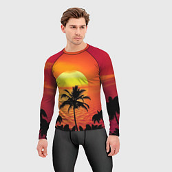 Рашгард мужской Пальмы на фоне моря, цвет: 3D-принт — фото 2