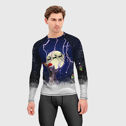 Мужской рашгард Новогодний Кот / 3D-принт – фото 3