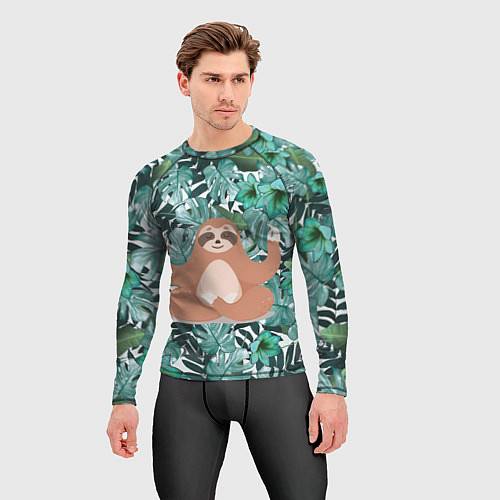 Мужской рашгард Ленивец Йог / 3D-принт – фото 3