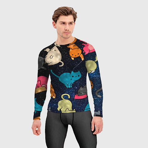 Мужской рашгард Космические котики / 3D-принт – фото 3