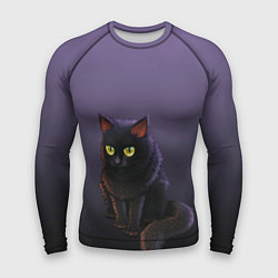 Рашгард мужской Черный кот на фиолетовом, цвет: 3D-принт