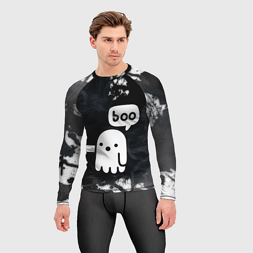 Мужской рашгард ХЕЛЛУОИН ПРИВЕДЕНИЕ БУ! HALLOWEEN GHOST BOO! / 3D-принт – фото 3