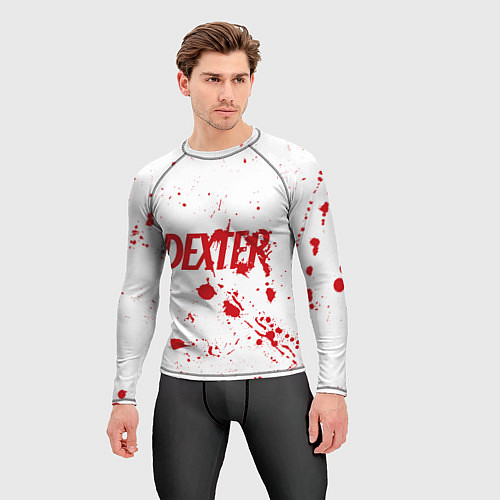 Мужской рашгард Dexter logo Декстер брызги крови / 3D-принт – фото 3