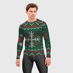 Рашгард мужской Knitted Snowflake Pattern, цвет: 3D-принт — фото 2