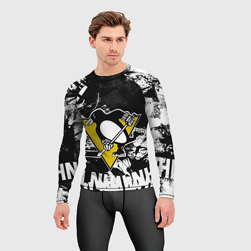 Мужской рашгард Питтсбург Пингвинз Pittsburgh Penguins / 3D-принт – фото 3