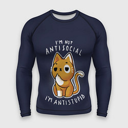 Рашгард мужской I am not antisocial, I AM ANTISTUPID, цвет: 3D-принт