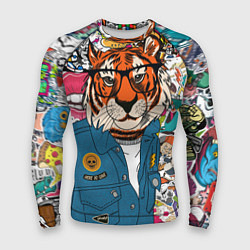 Рашгард мужской Стикербомбинг с тигром, цвет: 3D-принт