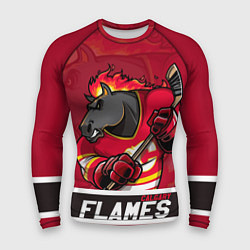 Рашгард мужской Калгари Флэймз, Calgary Flames, цвет: 3D-принт