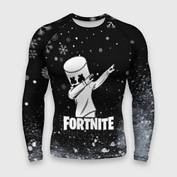 Рашгард мужской НОВОГОДНИЙ FORTNITE MARSHMELLO, цвет: 3D-принт