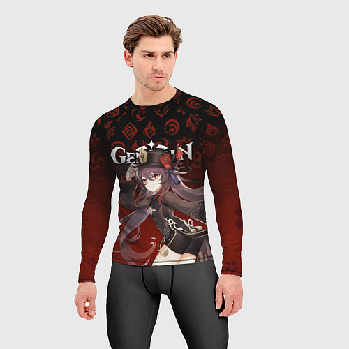 Мужской рашгард GENSHIN IMPACT ХУ ТАО, ЭМБЛЕМЫ, САКУРА / 3D-принт – фото 3