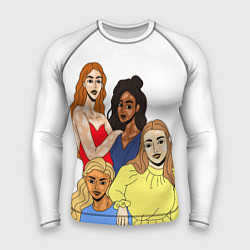Рашгард мужской Четыре девушки разных национальностей с витилиго, цвет: 3D-принт
