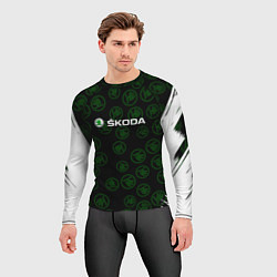 Рашгард мужской Skoda паттерн логотипов, цвет: 3D-принт — фото 2