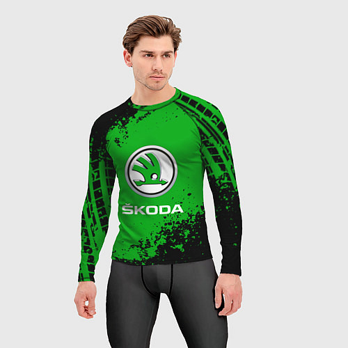 Мужской рашгард Skoda следы от шин / 3D-принт – фото 3