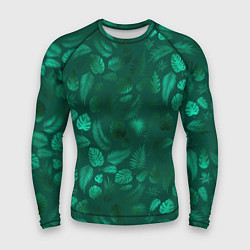 Рашгард мужской Яркие зеленые листья, цвет: 3D-принт