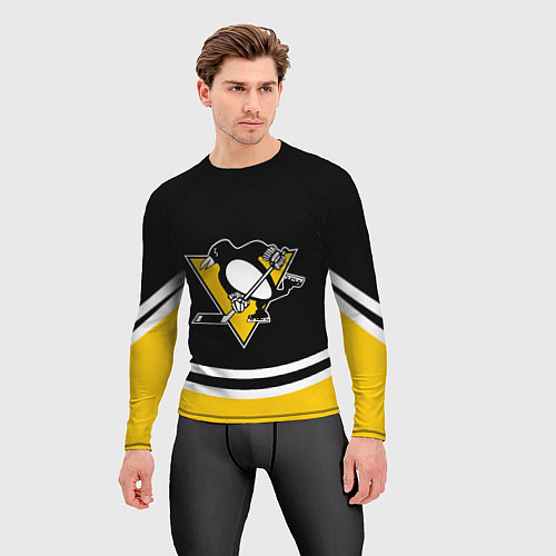 Мужской рашгард Pittsburgh Penguins Питтсбург Пингвинз / 3D-принт – фото 3