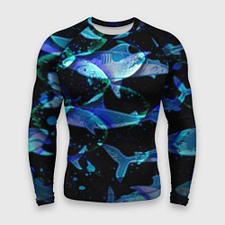 Рашгард мужской На дне морском Акулы, цвет: 3D-принт