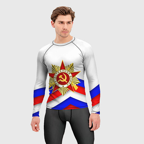 Мужской рашгард ДЕНЬ ПОБЕДЫ РОССИЙСКИЙ ТРИКОЛОР / 3D-принт – фото 3