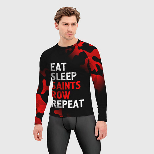 Мужской рашгард Eat Sleep Saints Row Repeat Камуфляж / 3D-принт – фото 3