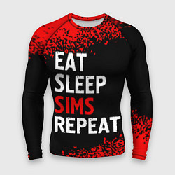 Рашгард мужской Eat Sleep Sims Repeat Краска, цвет: 3D-принт