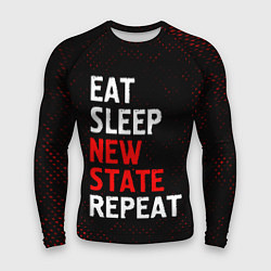 Рашгард мужской Eat Sleep New State Repeat - Потертости, цвет: 3D-принт