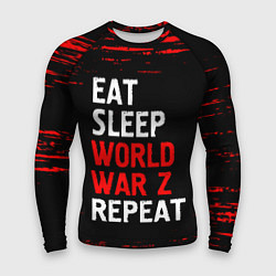 Рашгард мужской Eat Sleep World War Z Repeat - Краска, цвет: 3D-принт