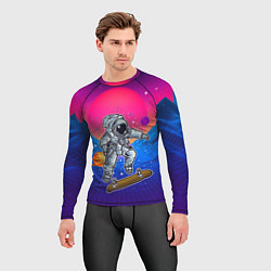 Рашгард мужской Космонавт прыгает на скейте, цвет: 3D-принт — фото 2