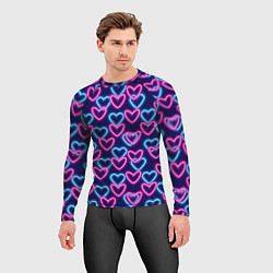 Рашгард мужской Неоновые сердца, паттерн, цвет: 3D-принт — фото 2