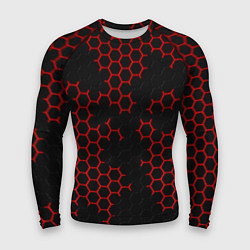 Мужской рашгард НАНОКОСТЮМ Black and Red Hexagon Гексагоны