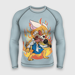 Рашгард мужской Рэцуко с микрофоном Aggretsuko, цвет: 3D-принт