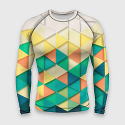 Рашгард мужской Цветные объемные треугольники, цвет: 3D-принт